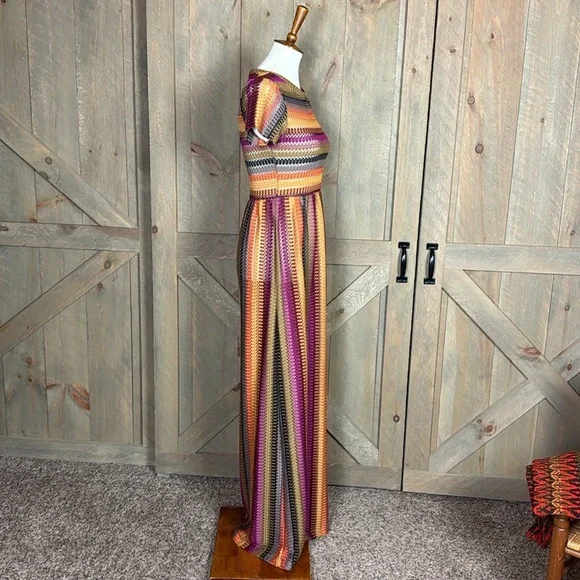 Nasty Gal striped Crochet maxi dress with short sleeves Size 10 - Picture 5 of 13